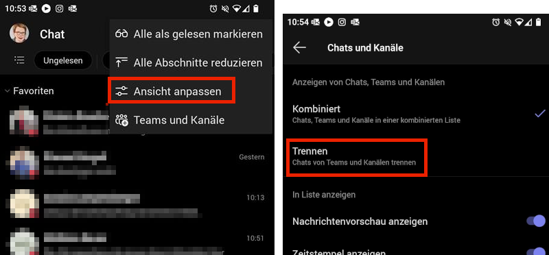 Screenshot Teams mobil