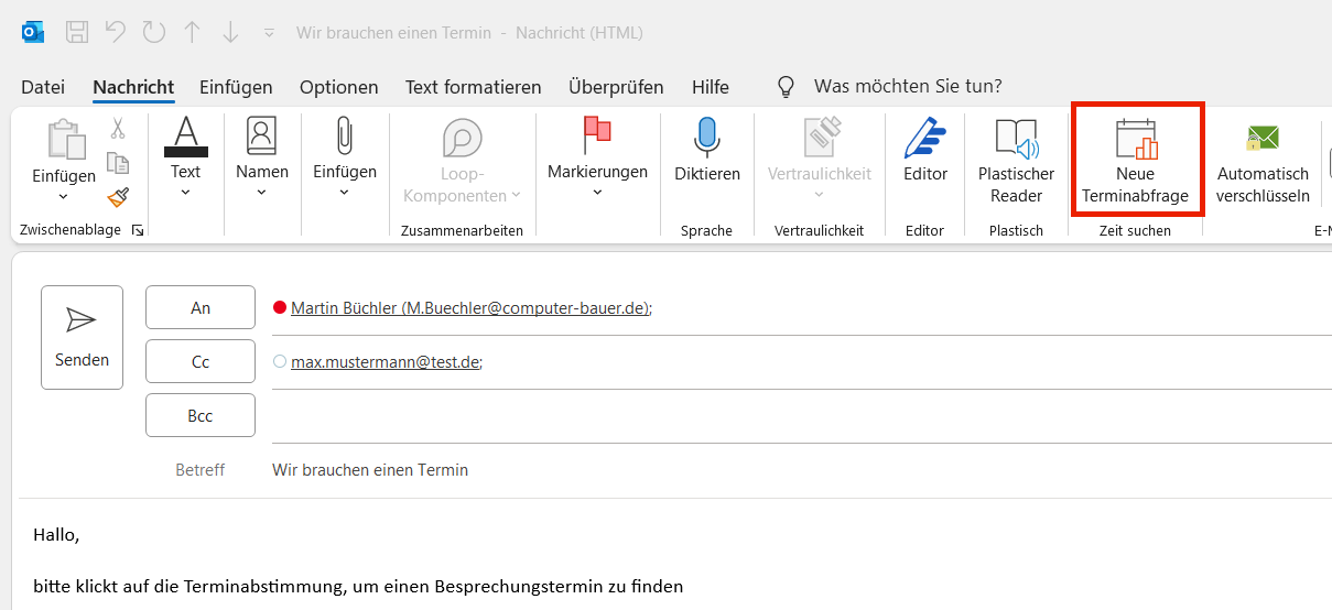Terminabfrage-1 Screenshot aus Microsoft Outlook