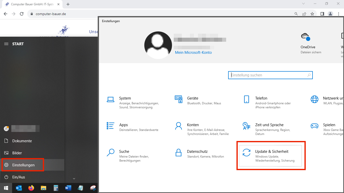 Screenshot Windows 10 Einstellungen