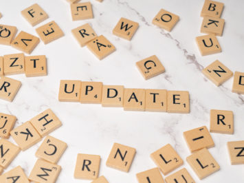 Wort Update aus Scrabblesteinen
