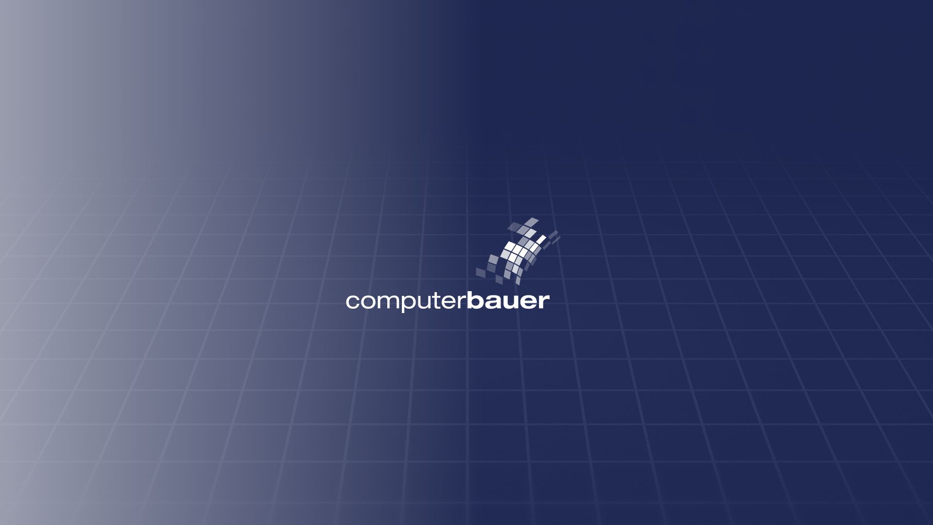 Computer Bauer Logo vor blauem Hintergrund